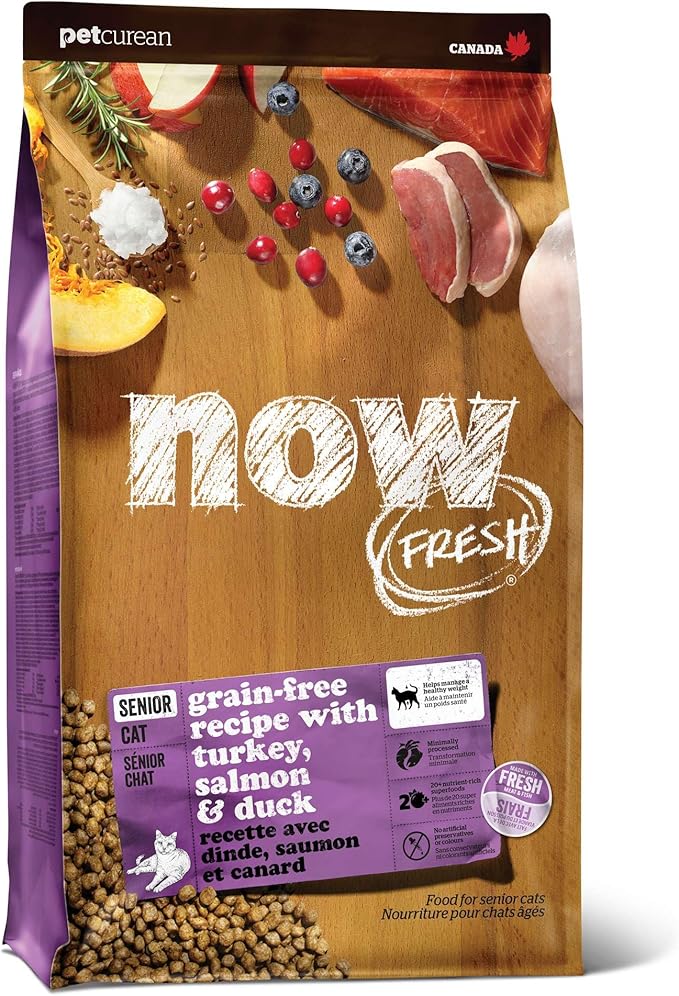 Now Fresh Senior Dry Cat Food, Turkey, Salmon & Duck Recipe, Grain-Free, Chicken-Free, 16 lbs