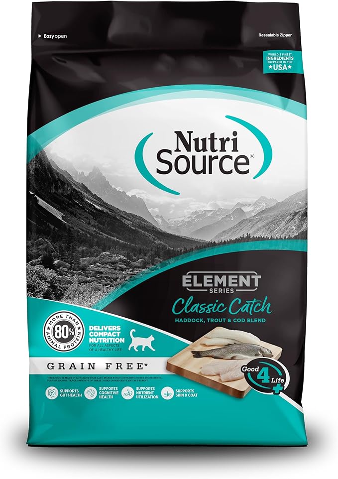 NutriSource Element Series Classic Catch Dry Cat Food, Haddock, Trout & Cod, 11LB