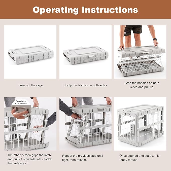 ZOMISIA Collapsible Dog Crate for Dogs - 28" L Heavy Duty Dog Kennel No Tools Required with 4 Sides Steel Foldable Cage for Dogs Indoor Furniture, Portable Carrier with 2 Smooth Wheels, Gunmetal