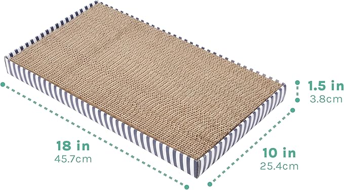 Kitty City 3-Pack XL Double Sided Corrugate Cat Scratcher Pads with Catnip - X-Large Horizontal Cat Scratcher Mats, Reversible Corrugate Nail File Scratchers - Stripes & Cats Design, 18” x 10” Each