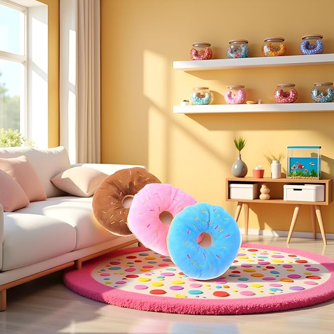 Random Color Pet Toy Donut-Shape Squeaky Squeaker Puppy Dog Pet Cat Kitten Sound Chews Toy Sturdy and Practical Simple and Sophisticated Design
