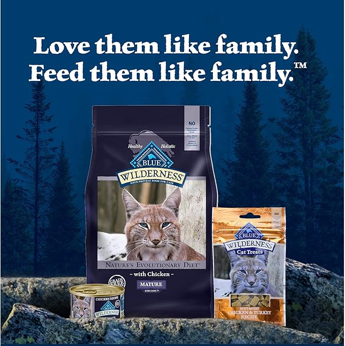 Blue Buffalo Wilderness High-Protein & Grain-Free Wet Cat Food Paté for Adult Cats 7+,Made with Natural Ingredients,Chicken Recipe,3-oz. Cans,(Pack of 48)