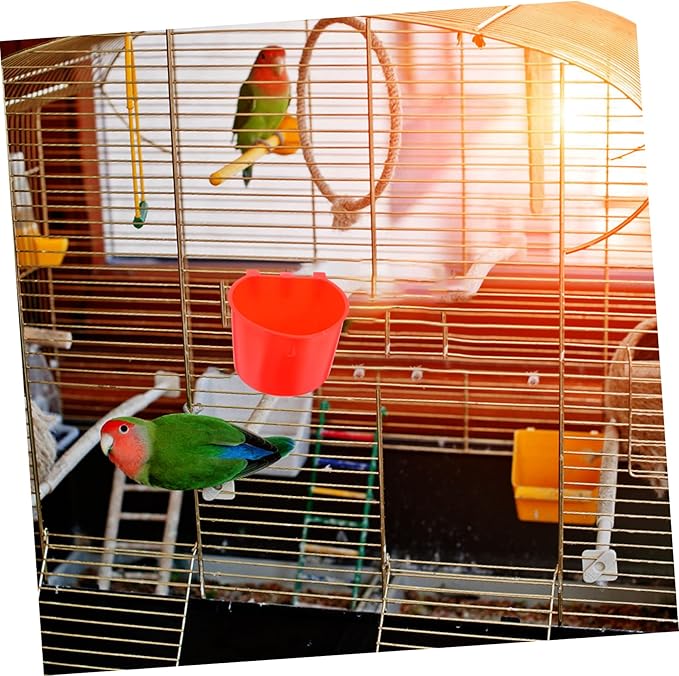 KESYOO 4pcs Hanging Plastic Chicken Feeding Bowls Convenient Water Cups for Bird Cages Small Animals Easy to Pet Hydration