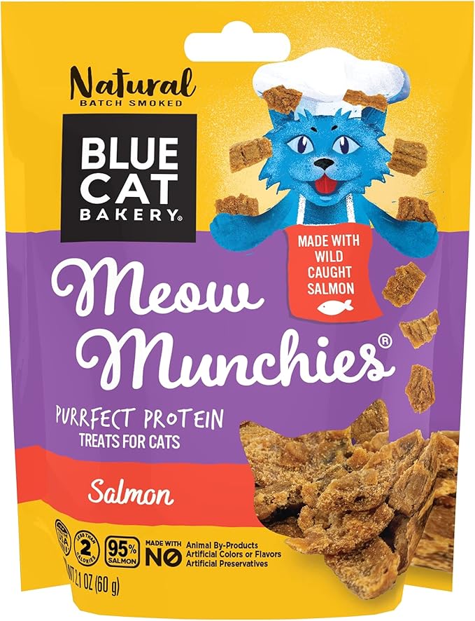 Blue Cat Bakery Meow Munchies, Salmon Flavored Cat Treats, Healthy Protien Treats, All Natural Ingredients, 2.1 oz (Pack of 1)