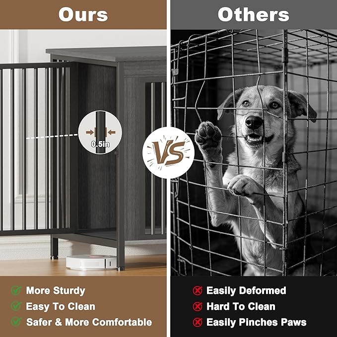 EasyCom Dog Crate Furniture for 1 or 2 Dogs, Heavy Duty Single/Double Dog Crates for Small/Medium/Large Dogs, Dog Kennel Furniture Indoor as TV Stand, Extra Large Size 47.24" L(65-92 Pounds), DGY