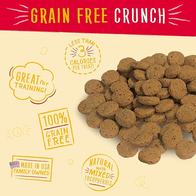 Charlee Bear Crunch Grain Free Dog Treats, Chicken,Pumpkin and Apple, 8 Ounce Resealable Bag,Low Calorie Training Treats for Dogs,Limited Ingredient,Healthy,Crunchy Dog Snacks, Made in USA (Pack of 2)
