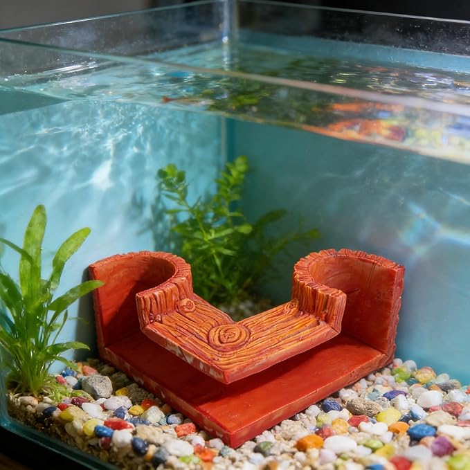 Aquarium Cave Corner Decoration, Natural Wood-Like Fish Tank Cave Hideout for Aquarium
