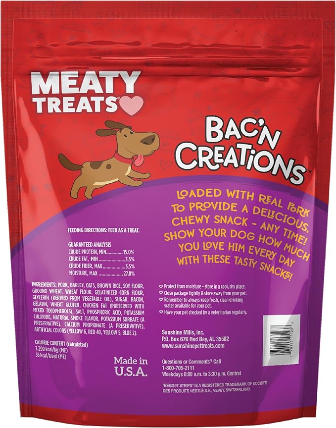 Meaty Treats Bak'N Creation Dog Treats Bacon, 25 Oz, 1Piece