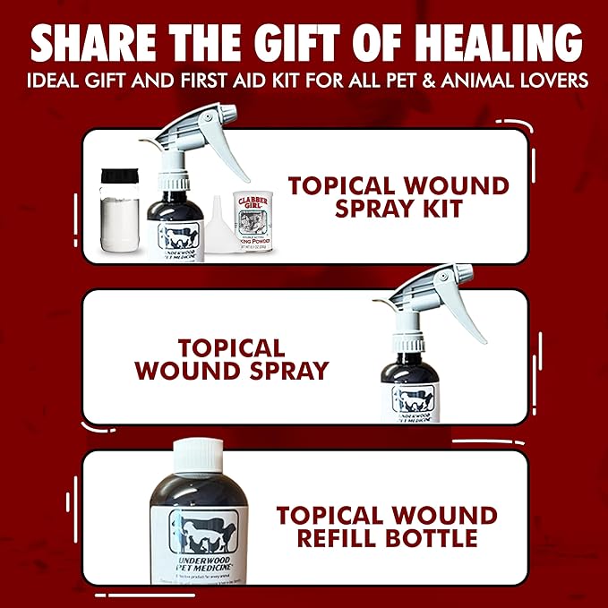 Underwood Pet Wound Care Spray – Versatile & Economical Wound Care Solution for All Animals - Prevents Infections, Gentle & Easy to Use - Antiseptic Spray Suitable for Cuts, Scrapes & Open Wounds