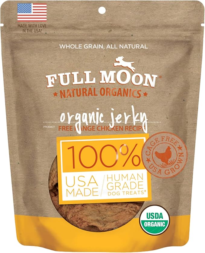 Full Moon USDA Organic Chicken Jerky Healthy All Natural Dog Treats Human Grade 32 oz