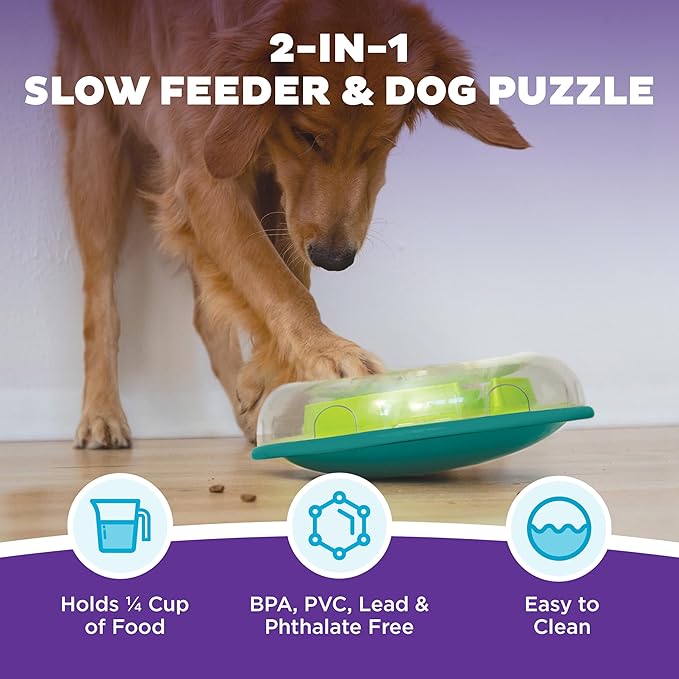 Outward Hound by Nina Ottosson Wobble Bowl Slow Feeder Dog Puzzle, Level 1 Beginner, 11.6 inches x 3.5 inches, Multicolored