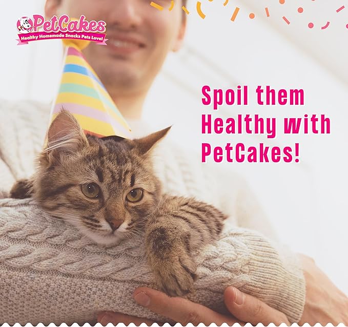 PetCakes Complete Baking Kit for Cats- Make Healthy Cakes, Cookies & Cupcakes - Includes a Reusable Fish Shaped Pan, 4 Cake Mixes (Cheese) & 2 Frosting Mixes (Yogurt) - Net Wt. 10oz
