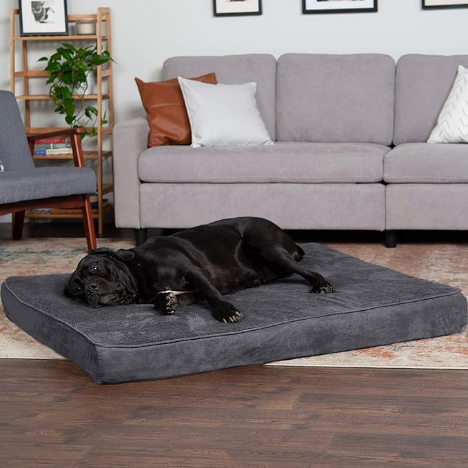 Furhaven Orthopedic Dog Bed for Large Dogs w/ Removable Washable Cover, For Dogs Up to 125 lbs - Terry & Suede Mattress - Gray, Jumbo Plus/XXL