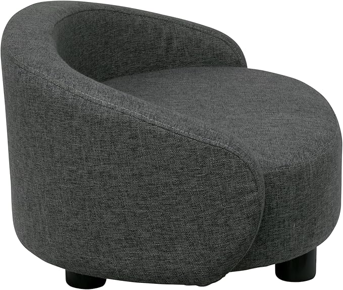 Paws & Purrs Arc Crescent Back Sofa Style Pet Bed, Dog & Cat Modern Couch with Tufted Cushion & Armrest, Stylish Indoor Pet Furniture, Dark Gray