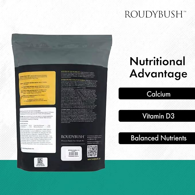 RoudyBush Breeder Food for Breeding & Weaning Birds - Scientifically Formulated Bird Feed - Bird Food Pellets w/Corn, Wheat, Soy & More - Nutritious & Healthy Feed for Birds (Crumble, 10lb)