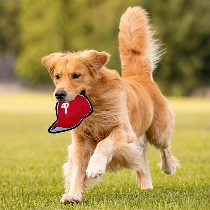 Pets First MLB Philadelphia Phillies Baseball Cap Tough Toy for Dogs, Best MLB Dog Toy with Team Logo