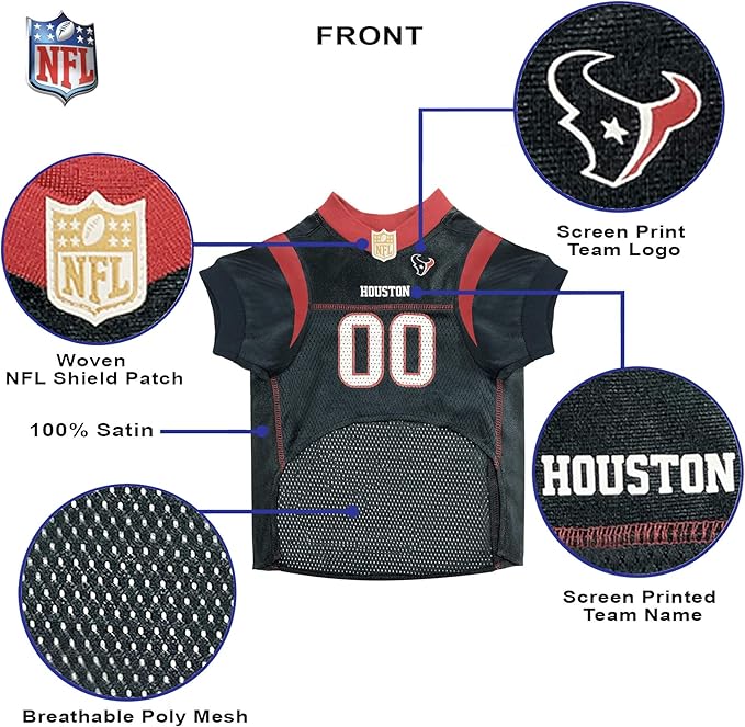 Pets First NFL Houston Texans Dog Jersey, Size X-Small, Football Shirt Costume for Pet, Dog Sports T-Shirt, NFL Team Clothing for Cats, Licensed Pet Apparel Available in 7 Sizes and 32 Teams