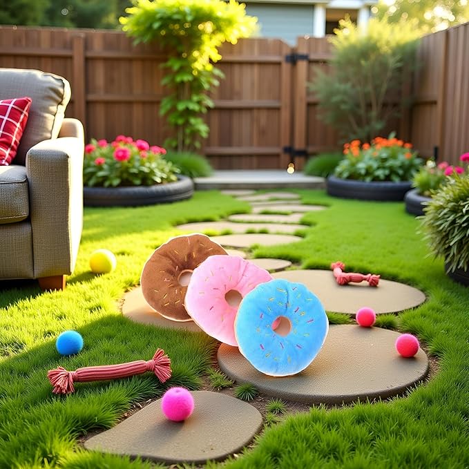 Random Color Pet Toy Donut-Shape Squeaky Squeaker Puppy Dog Pet Cat Kitten Sound Chews Toy Sturdy and Practical Simple and Sophisticated Design