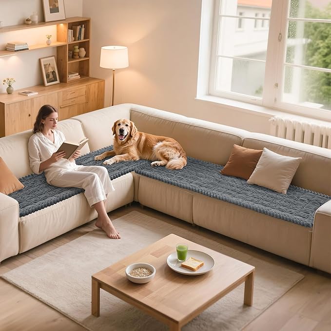 PIGLOG Couch Cover for Dogs Washable, Non-Slip Pet Couch Covers for Sofa, Durable Dog Couch Cover Protector, Fuzzy Sofa Slipcovers for Dog, Pet Friendly