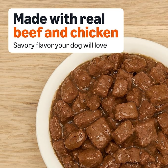 Amazon Basics Wet Dog Food Meaty Loaf Variety Pack, Bacon Cheeseburger Flavor and Beef Flavor, Made with Real Chicken and Beef, 13.2 oz can (6 cans of Each Flavor, 12 cans in Total)