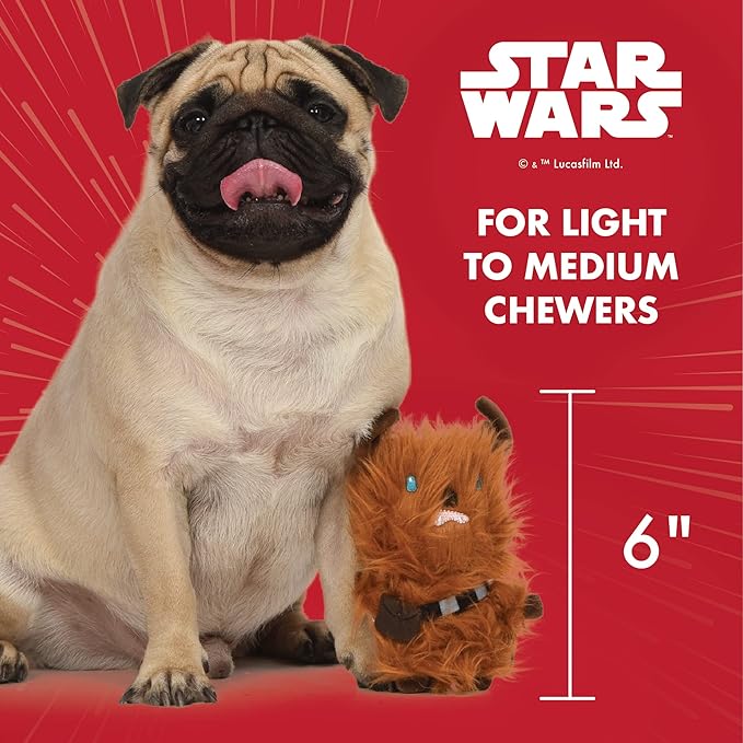 Star Wars Chewbacca Squeaky Dog Toy - Reindeer Holiday Plush Toy, 6 Inch Small, (FF19327)