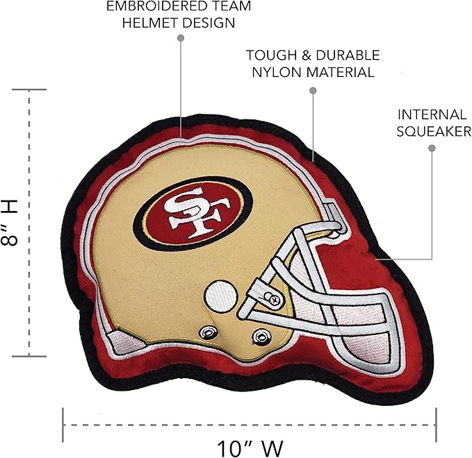 The 1st Ever Tough but Smooth Dog Toy NFL SAN Francisco 49ERS Football Helmet Tough Pet Toy. A Premium Quality Doggie Toy with Built-in Squeaker. Sports Fans Favorite Chew Toy