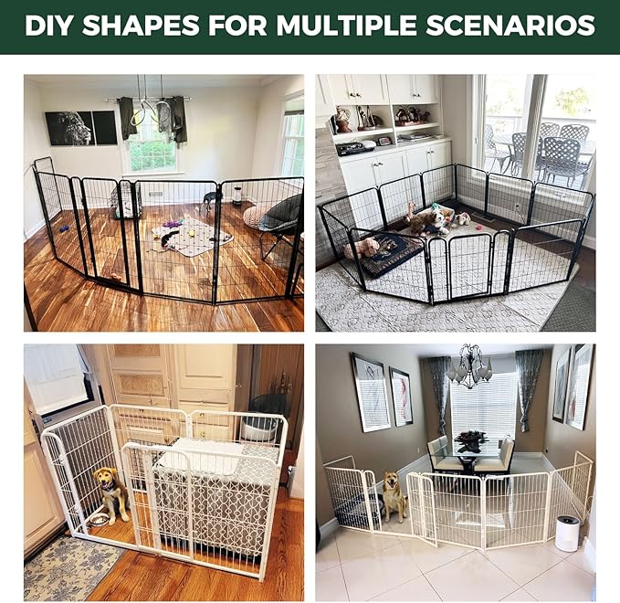 FXW Homeplus Unleashed Indoor Dog Playpen - Stress-Free and Safe Play, Heavy Duty 45 Inch 12 Panels Dog Pen for Large Dogs, White│Patented