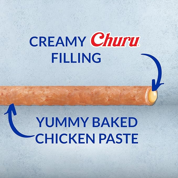 INABA Churu Rolls for Dogs, Soft & Chewy Baked Chicken Wrapped Filled Dog Treats, 0.42 Ounces Each Tube, 48 Tubes Total, Chicken Recipe