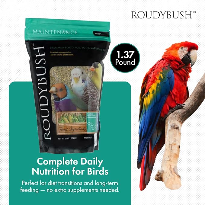 RoudyBush Daily Maintenance Food for Birds - Scientifically Formulated Bird Feed - Bird Food Pellets w/Corn, Wheat, Soy & More - Nutritious & Healthy Feed for Birds (Nibles, 22oz)