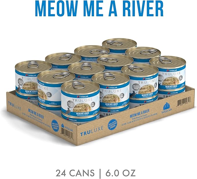 Weruva Truluxe Cat Food, Meow Me A River with Basa in Gravy, 6oz Can, Pack of 24