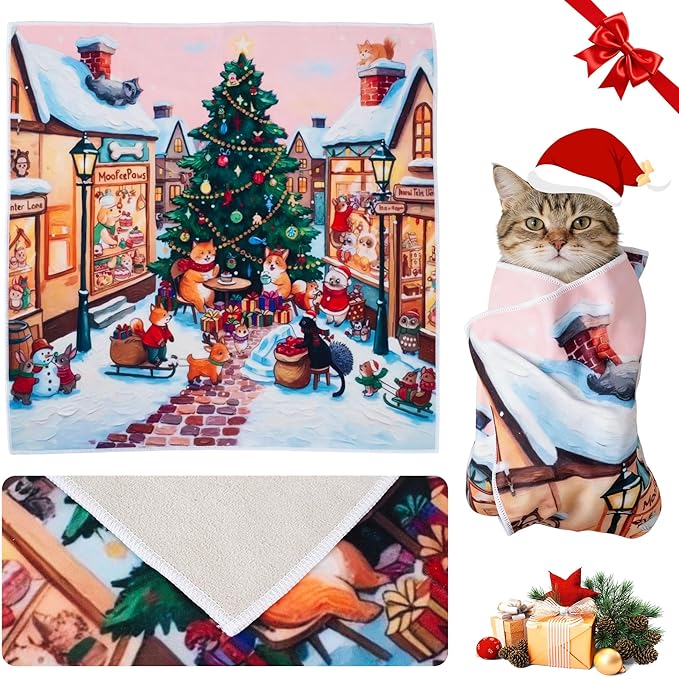Purrfect Peace Cat Swaddle Wrap – Professional Calming Restraint Bag for Grooming, Nail Trimming & Medicine - Adjustable Cat Restraint for Grooming, Vet Visits (Gingerbread Tail, L)