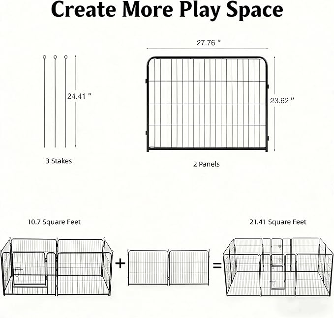 Simple Deluxe Dog Playpen Outdoor Indoor, 24 Inch 2 Panels Dog Fence for Small Dogs Puppy, Perfect Dog Pen for Camping, Yard, RV, Garden Fence, Black