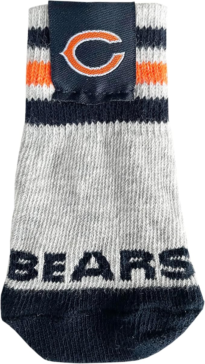 NFL Chicago Bears Anti Slip Dog Socks with Elastic Ribbed Top, Size Medium/Large. Indoor/Outdoor Socks, Best Dog Paw Protector, 2 Pairs, Cool Puppy Supplies with NFL Logo of Bears Football Team