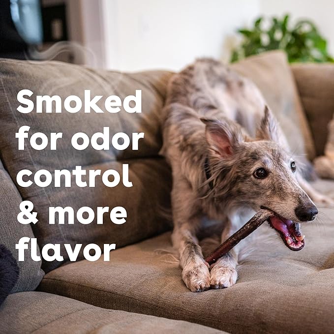 Pupford Thick Bully Sticks for Dogs & Puppies, Smoked for Improved Smell, Natural, Long-Lasting, Single Ingredient Chews for Small & Medium Breeds (6", 4 Count)