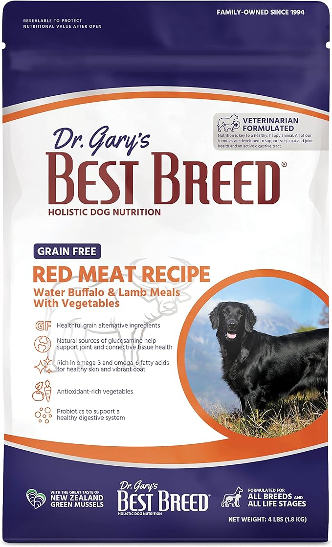 Dr. Gary's Best Breed Grain Free Red Meat Recipe Slow-Cooked in USA [Natural Dry Dog Food for All Breeds and Sizes] - 26lbs., Dark Brown