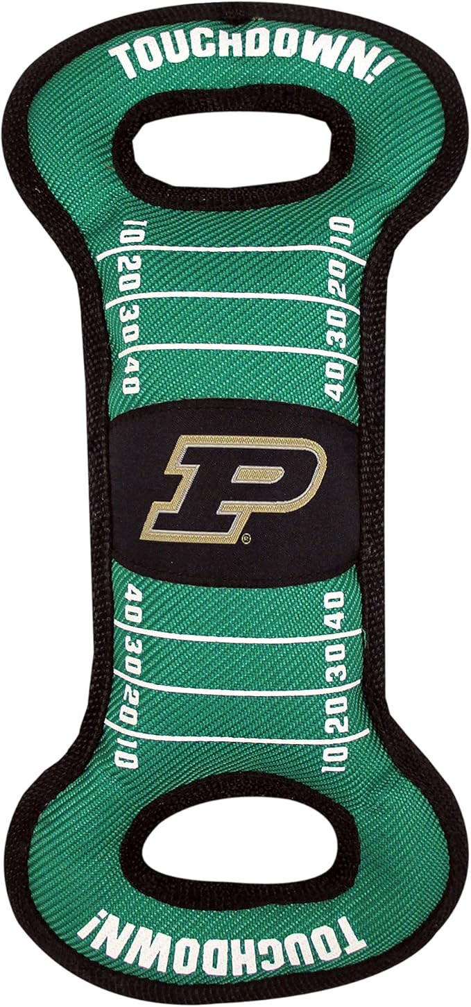 NCAA Football Field Dog Toy with Squeaker. - Purdue Boilermakers - for Tug, Toss, and Fetch. - Tough& Durable PET Toy