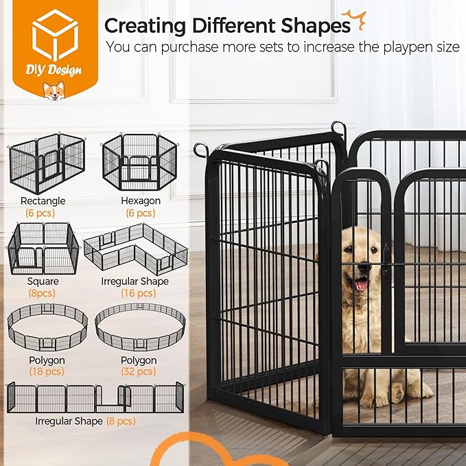 Topeakmart Dog Playpen Outdoor Puppy Exercise Pen Indoor Portable Pet Fence for Yard/RV Camping, 24 Inch 12 Panels