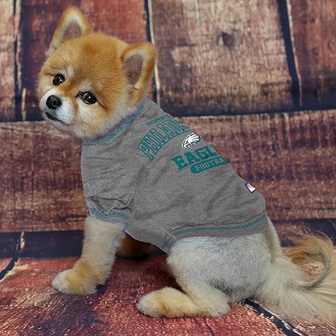 NFL Philadelphia Eagles Dog T-shirt Large. - Licensed Shirt for Pets Team Colored with Team Logos- Premium Stretchable Materials for the comfort of your Dog & Cat