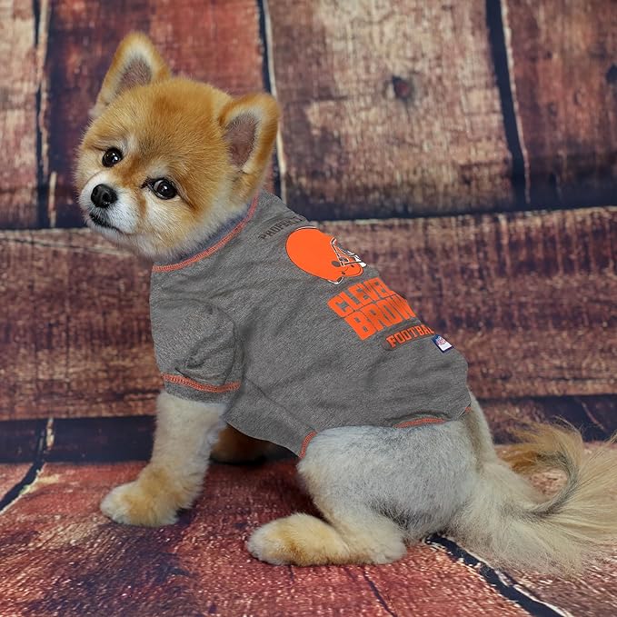 NFL Cleveland Browns Dog T-Shirt for Pets, Size Small. Officially Licensed Pet Shirt with Team Logo, Soft Stretchable Comfort Fit Apparel for Dogs & Cats