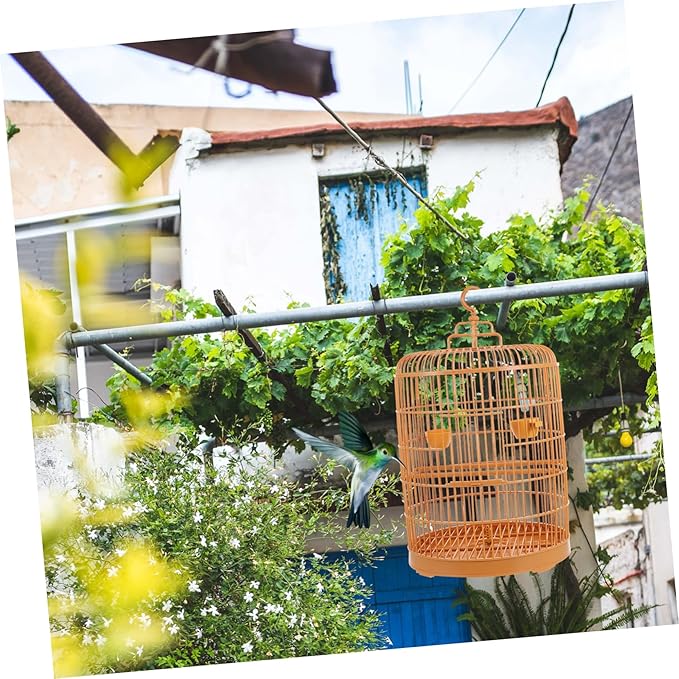 Yardwe Plastic Hanging Bird Cage for Small Parakeets and Birds Durable Multi Functional Decorative Nest Door Design