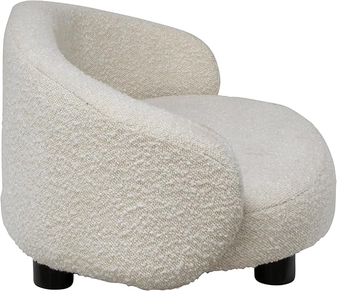 Paws & Purrs Arc Crescent Back Sofa Style Pet Bed, Dog & Cat Modern Couch with Tufted Cushion & Armrest, Stylish Indoor Pet Furniture, Boucle Ivory