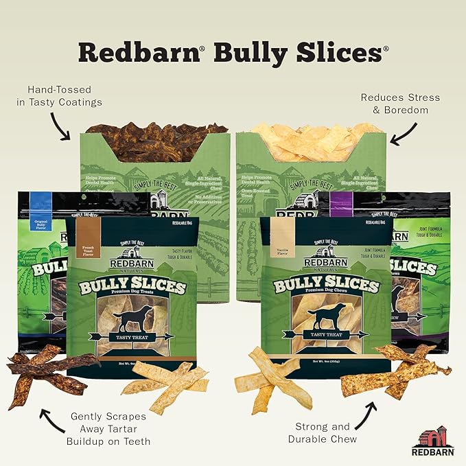 Redbarn Pet Products Bully Slices for Dogs Vanilla Natural Dental Treats 12 Bags