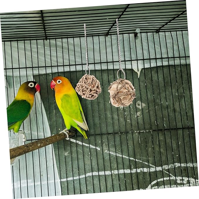 UKCOCO 3Pcs Parrot Chewable Rattan Ball Set Engaging Bird Cage Accessories for Cockatiels Parakeets and Pets Safe and Easy to Clean Chewing