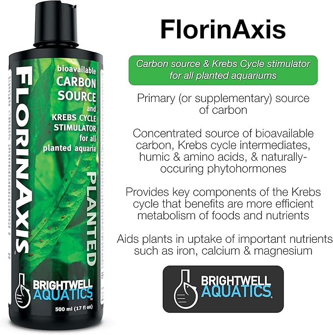 Brightwell Aquatics FlorinAxis - Carbon Source & Krebs Cycle Stimulator for All Planted Aquaria, 250 ml, Green