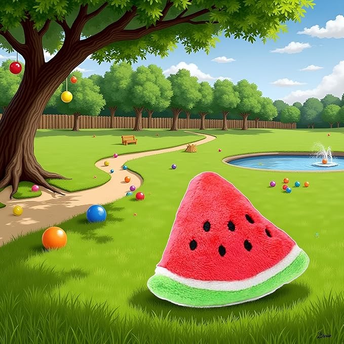 1Pc Watermelon Pet Toy Chew Squeaker Squeaky Plush Cotton Triangle Ball Watermelon Sound Toys Puppies Small Dogs Useful and Deft, Dog Squeak Toys, Tiny Puppy Toys(Red)