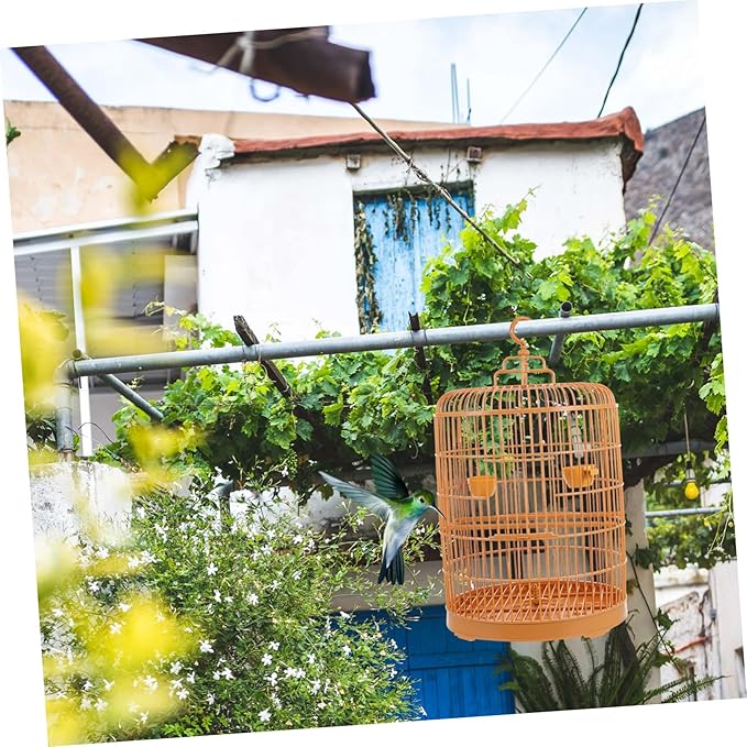 BESPORTBLE Hanging Bird Cage Plastic Round Design Durable and Spacious for Small Pets Parakeets and Decorative Use