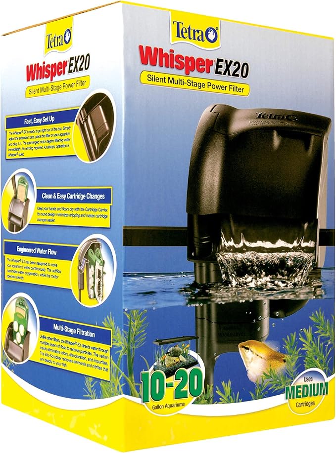 Tetra Whisper EX 20 Filter For 10 To 20 Gallon Aquariums, Silent Multi-Stage Filtration