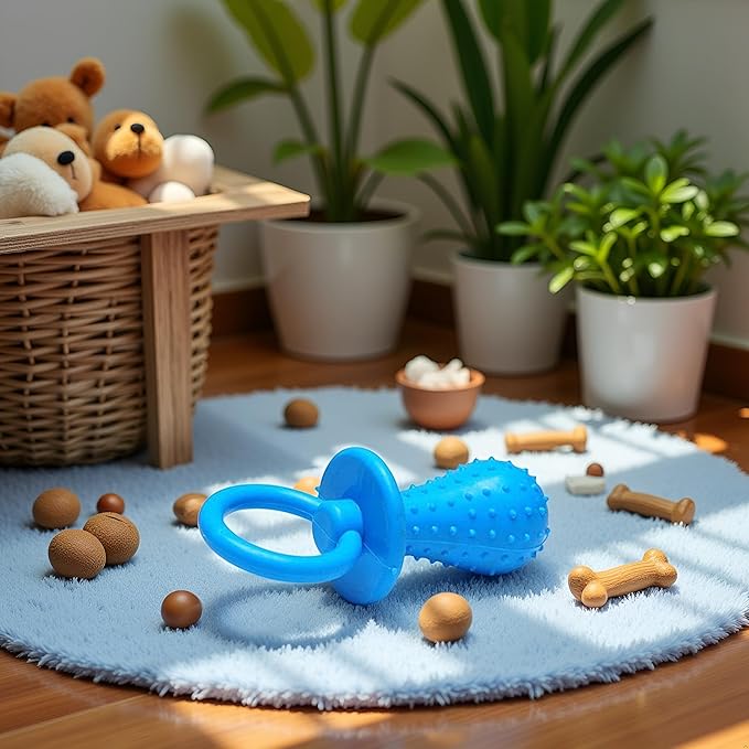 Blue Dserw Dog Pacifier Chew Toys, Mini Bite Resistant Bell Shape Rubber Pacifier Pet Puppy Molar Chew Training Toy, Bell Chewing Playing Training Toys, for Pet Puppy Dog Cat, Chew Toys