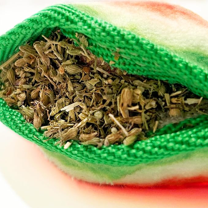 Doggijuana Tuffer Chewer Mini Plush Dog Toy | Funny Dog Toy Plush with Juananip Catnip for Dogs | Calming Aid for Dogs | Interactive Squeaky Chew Toy for Play (Watermelon Slice)