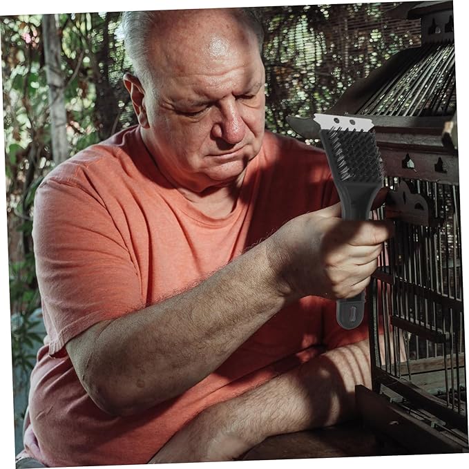 Yardwe Stainless Steel Birdcage Brush Bird Droppings Remover Bird Cage Small Cleaning Accessory Parrot Cage Hygiene Brush